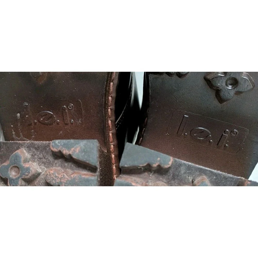 90s L.E.I. Brown Chunky Platform Buckle Shoes Grunge Women's Sz 8.5 Vintage Y2K